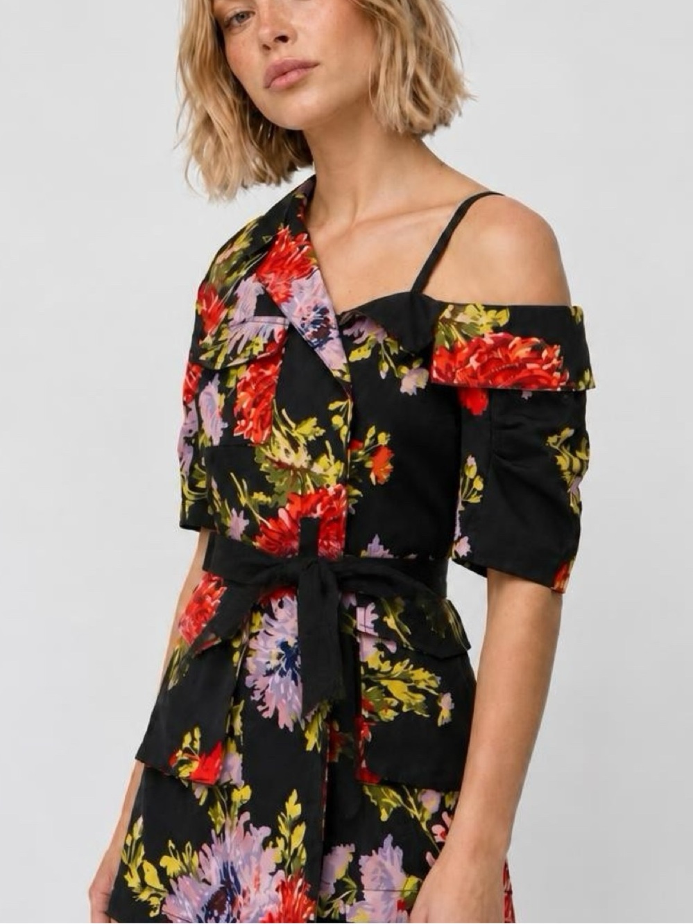 Cinq à Sept Katie Floral Wrap Jacket Dark Chrysanthemum Size 4 NWTs $495